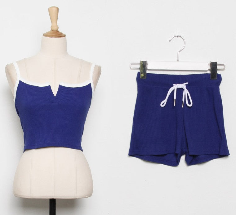 Blue fitness sports and leisure two-piece set